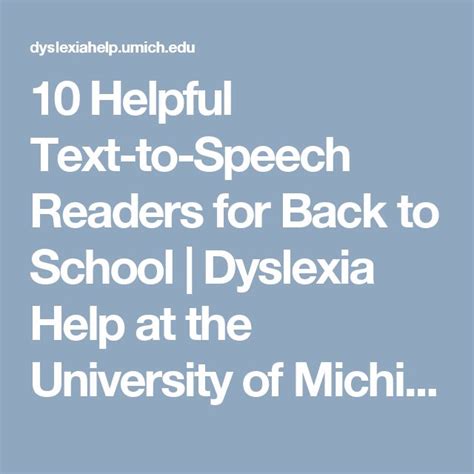 10 Helpful Text To Speech Readers For Back To School Dyslexia Help At