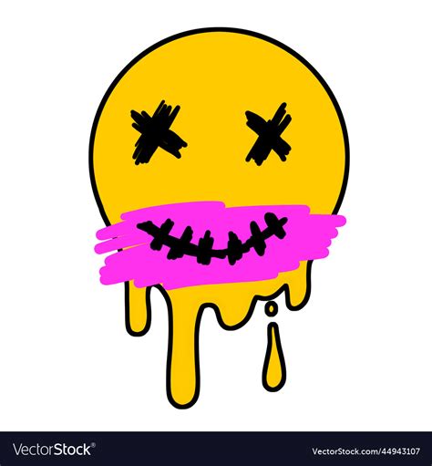 Acid Smile Face Melted Rave And Techno Royalty Free Vector