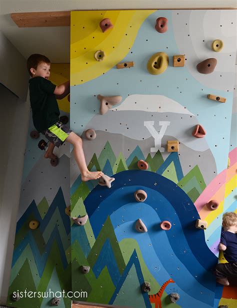 Diy Kids Inside Rock Climbing Wall With Mural Sisters What
