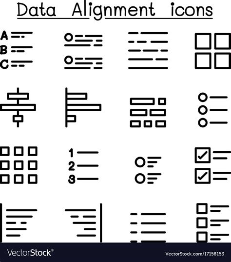 Data Alignment Icon Set Royalty Free Vector Image