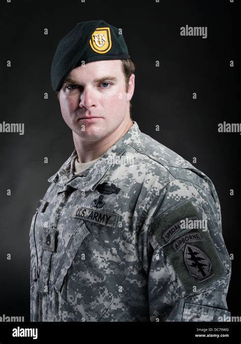 Portrait Of A Us Army Special Forces Green Beret Soldier Stock Photo