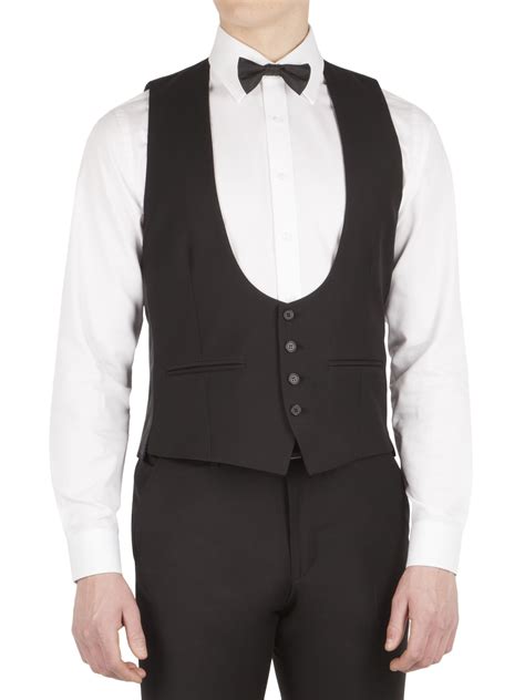 Limehaus Black Slim Scoop Front Tuxedo Waistcoat Suit Direct