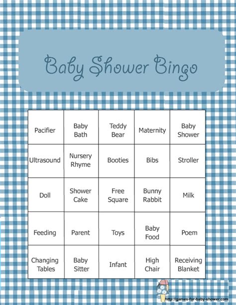 Free Printable Baby Shower Bingo Game