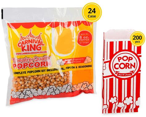 Carnival King Popcorn Kits 24pcs 8 Ounce Popcorn Machine Popcorn