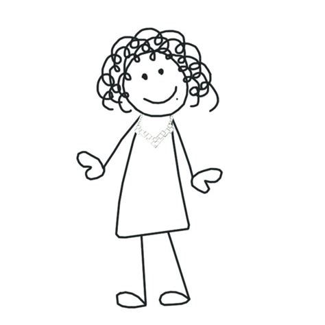 Stick Figure Girl With Curly Hair