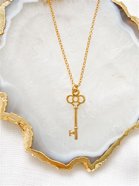 Key Necklace Gold Key Pendant 21st Birthday T Dainty Etsy