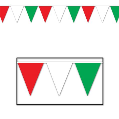 12 Pieces Red White And Green Pennant Banner Party Banners At