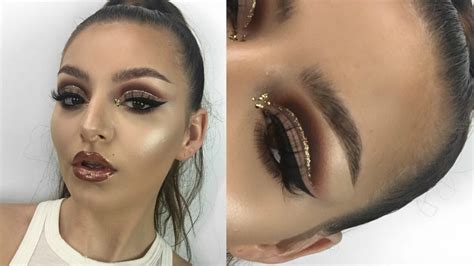 Bronze Glitter Cut Crease Gold Flakes Shelby Triglia Youtube