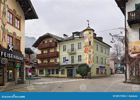 Small Picturesque Alpine Village Sankt Gilgen Austria Editorial Photo