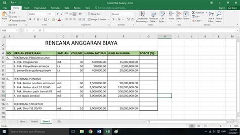 Perhitungan Rencana Anggaran Biaya Rab Dengan Microsoft Excel