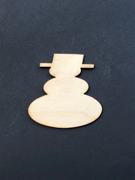 Snowman with hat laser wood shaped cut out unfinished | Etsy