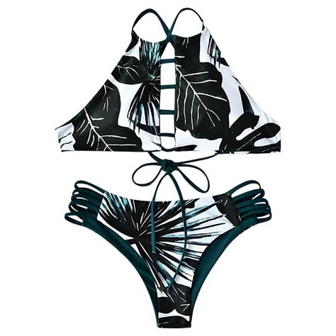 Buy Women Cut Out Print Push Up Pad Sexy Bikini Set Swimwear Bathing Beachwear At Affordable