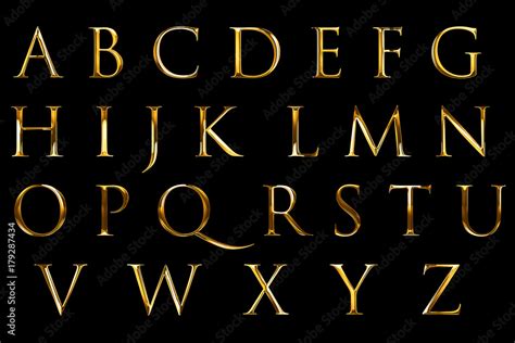Vintage Font Yellow Gold Metallic Alphabet Letters Word Text Series