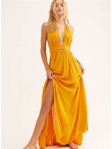 Yellow Beach Dress Women Clothes 2019 Summer Maxi Dresses Long Boho