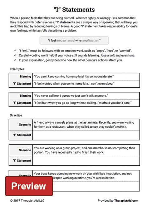 Adapt I Statements Worksheet Therapist Aid I Am