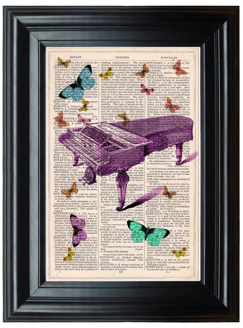 Grand Piano Butterflys Piano Art Print Music Print Piano Decor