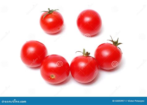 Tomato Smile On White Stock Image Image Of Drop Heap 4205997