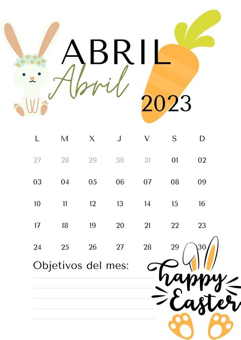 Calendario Abril Calendar
