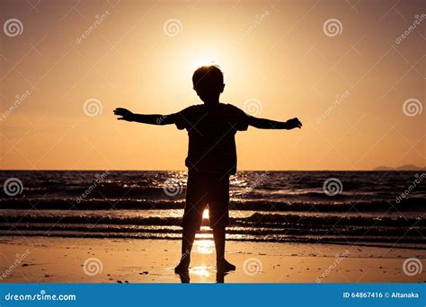 Happy Little Boy Standing On The Beach Stock Photo Image Of Energy