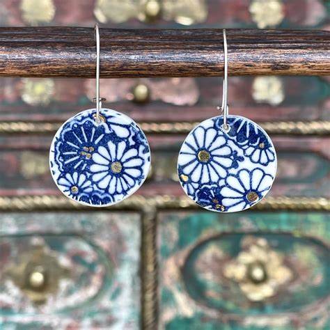 Japanese Print Ceramic Earrings Wildcrafted Nz