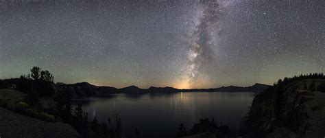 Milky Way And Stars At Crater Lake National Park Oregon Image Free