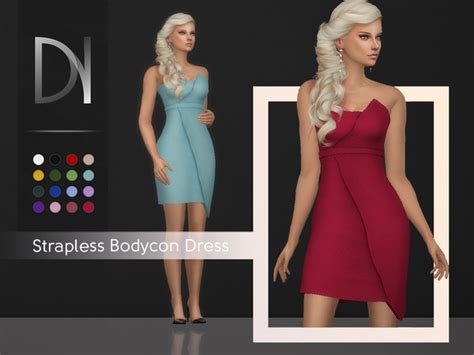 Strapless Bodycon Dress By Darknightt At Tsr Sims 4 Updates