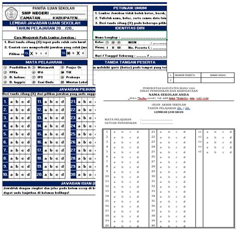 2 Contoh Lembar Jawaban Ujian Sekolah Tahun 2023  Kherysuryawan.id