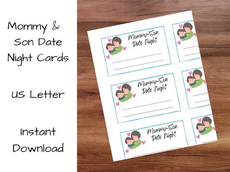 Mommy Son Date Night Cards Instant Download Etsy
