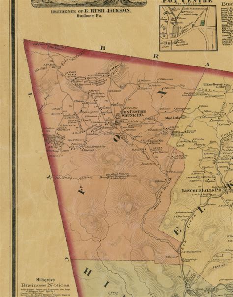 Fox Township Pennsylvania 1872 Old Town Map Custom Print Sullivan Co