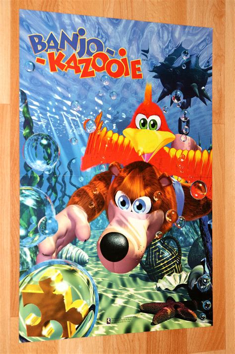 1998 Vintage Banjo Kazooie Nintendo 64 Game Boy Very Rare Poster