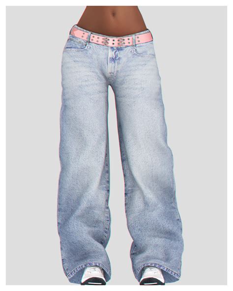 An Image Of A Womans Jeans With Pink Belt