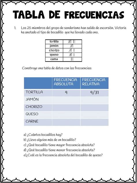 Tabla De Frecuencias Ficha Interactiva Teacher Workbook School