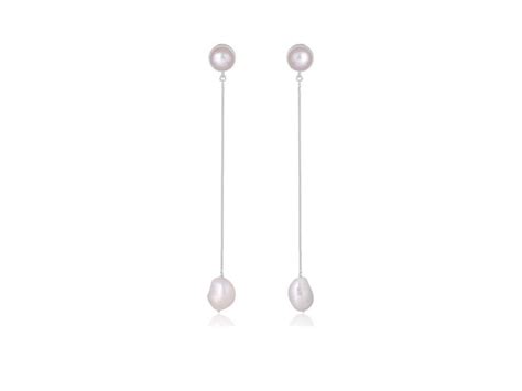 Lola Knight Maya Pearl Dangle Earrings Silver The White Collection