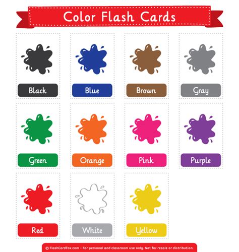Color Flash Cards Printable Free Free Printable Templates