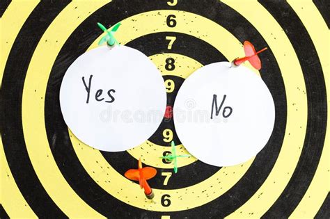 Target With Darts In The Center Of Which The Inscription Yes And No Stock Image Image Of Board