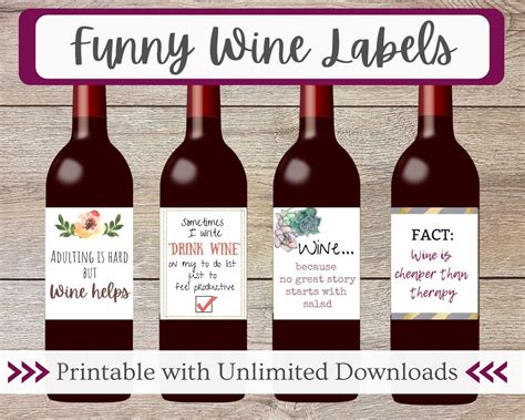 Funny Wine Label Printable Fun Wine Bottle T Idea T Box Bag Or Basket Item For A Friend