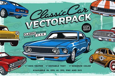 Classic Car Vector Pack Transportation Illustrations Creative Market
