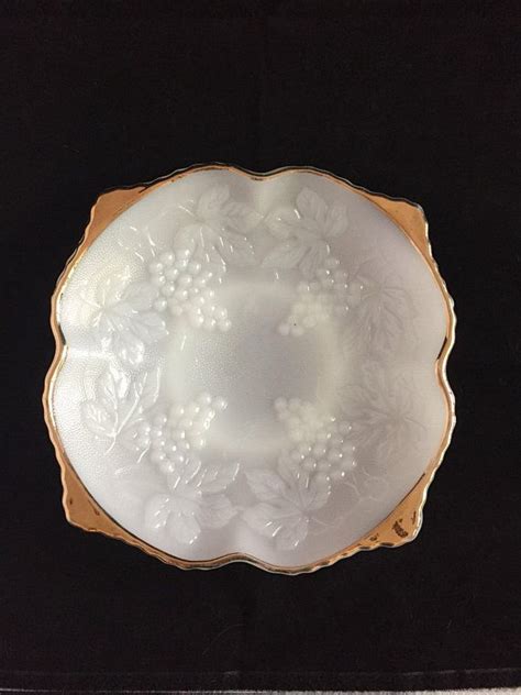 Have This Milk Glass Platter With Gold Trim Fire King Pressed Milk
