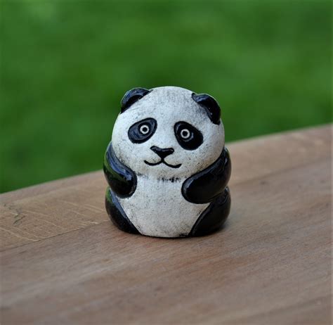 Panda Ceramic Figurine Animals Miniature Fanny Panda Sculpture Etsy