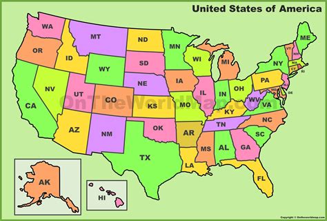 Usa State Abbreviations Map Us Map Word Map Usa Map