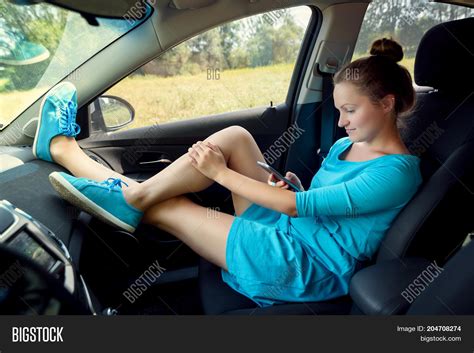 Girl Car Sitting On Image And Photo Free Trial Bigstock