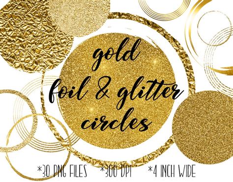Gold Circles Clipart Gold Foil And Gold Glitter Circles Etsy Canada