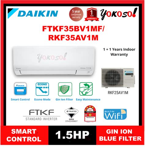 Daikin FTKF35BV1MF RKF35AV1M 1 5HP R32 Gin ION Filter WIFI Standard