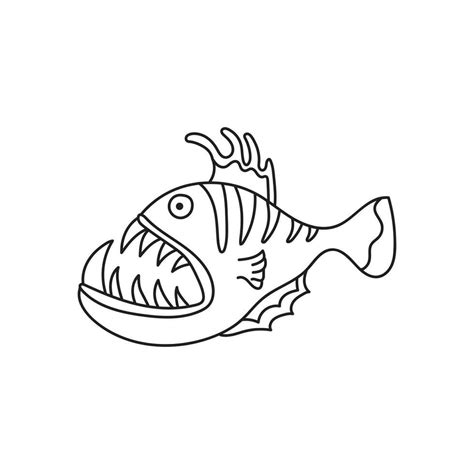 Hand Drawn Kids Drawing Cartoon Deep Sea Fish Isolated On White