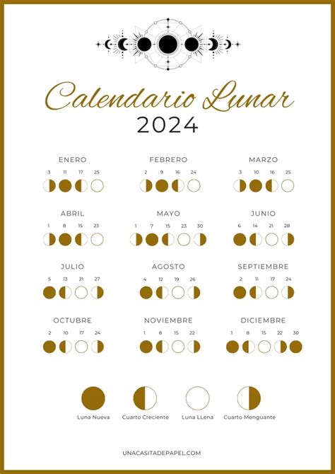 Calendario Lunar 2024 ️ Para Imprimir