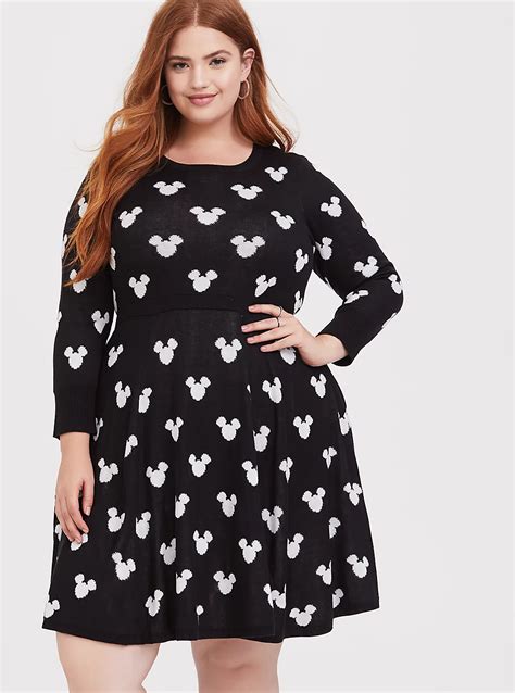 Plus Size Disney Mickey Mouse Ears Black And White Sweater Dress Torrid