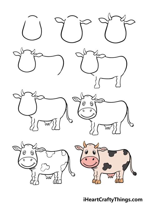 How To Draw A Cow Step By Step Drawing Tutorial With This Printable
