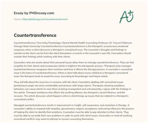 Countertransference 300 Words PHDessay