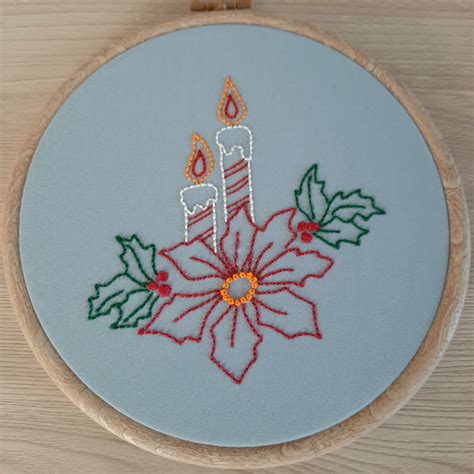 Christmas Designs Hand Embroidery Diy Poinsettia Pdf Etsy