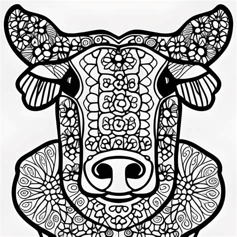 Jersey Cow Coloring Page With Flowers Design · Creative Fabrica